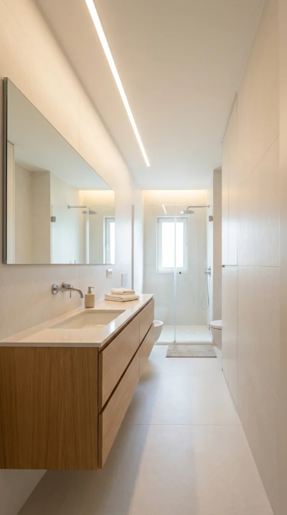 15 Neutral Bathroom Ideas You’ll Always Love 13 idea 13 narrow bathroom layout 013