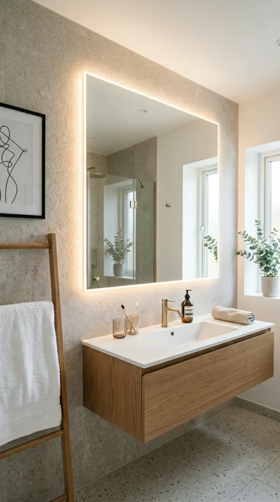 20 Small Full Bathroom Ideas That Make Your Space Look Bigger Instantly 14 idea 14 backlit mirror glow ef 014b