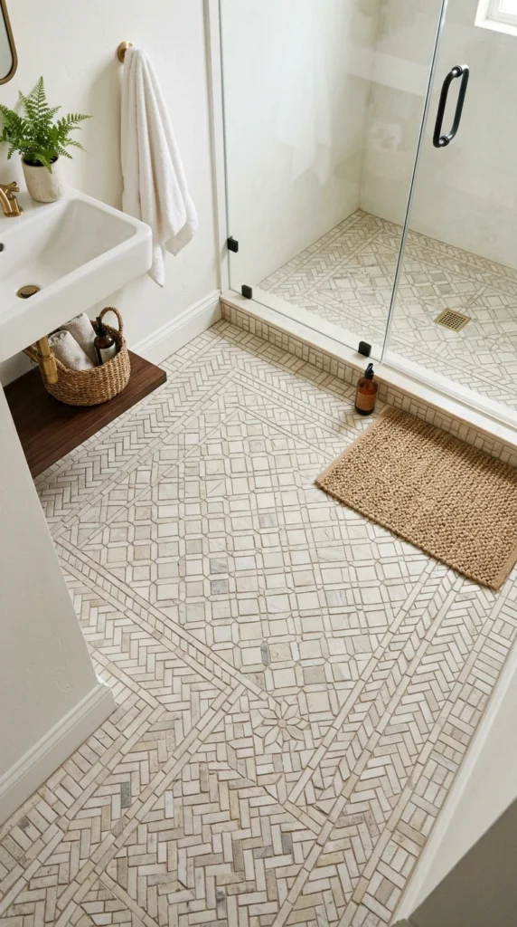 15 Beautiful Bathroom Floor Tile Ideas for a Fresh, Stylish Look 4 idea 4 small mosaic tile detai 004
