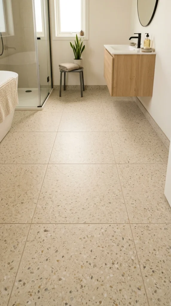15 Beautiful Bathroom Floor Tile Ideas for a Fresh, Stylish Look 6 idea 6 terrazzo soft speckle f 006b