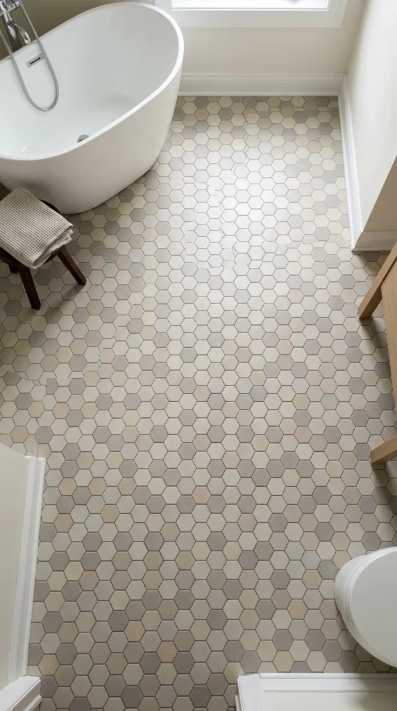15 Beautiful Bathroom Floor Tile Ideas for a Fresh, Stylish Look 8 idea 8 hexagon tile pattern la 008