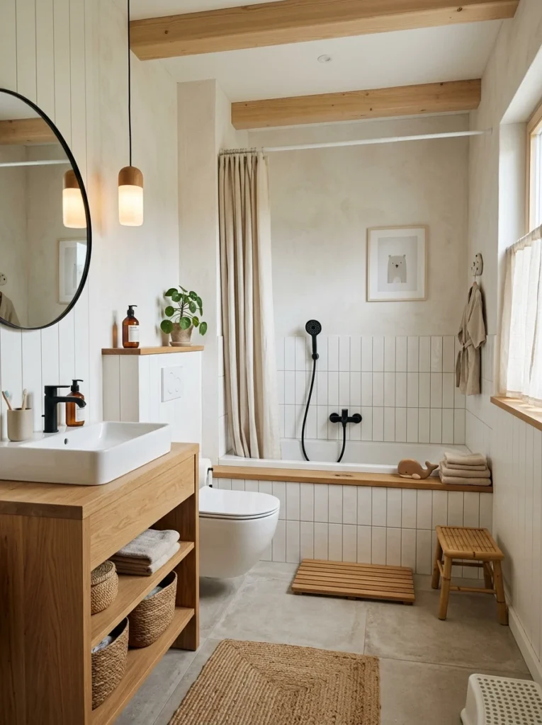 japandi farmhouse kids bathroo 028b