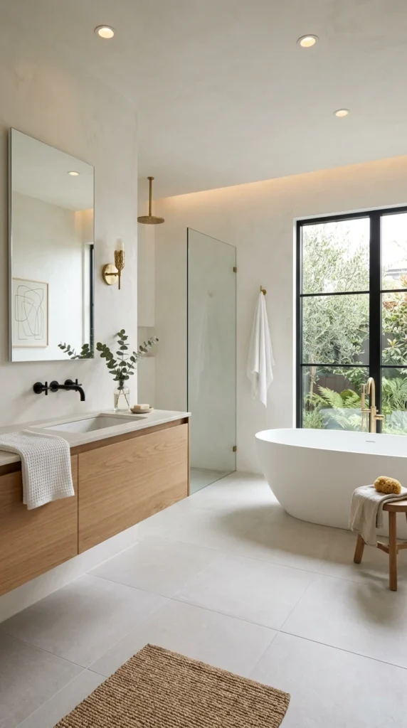 30 Minimalist Bathroom Ideas for a Calm, Clean, and Luxurious Space 24 minimalist master bathroom des 024b