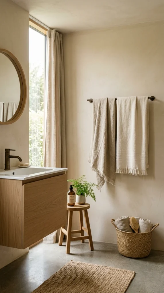 30 Minimalist Bathroom Ideas for a Calm, Clean, and Luxurious Space 26 soft linen textures vertical 2 026