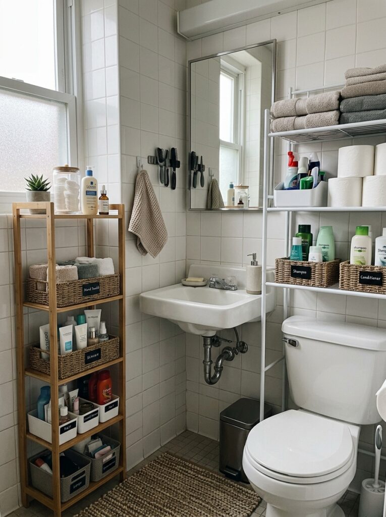 15 Dorm Bathroom Ideas That Feel So Clean & Aesthetic 12 12 Small dorm bathroom corner layout