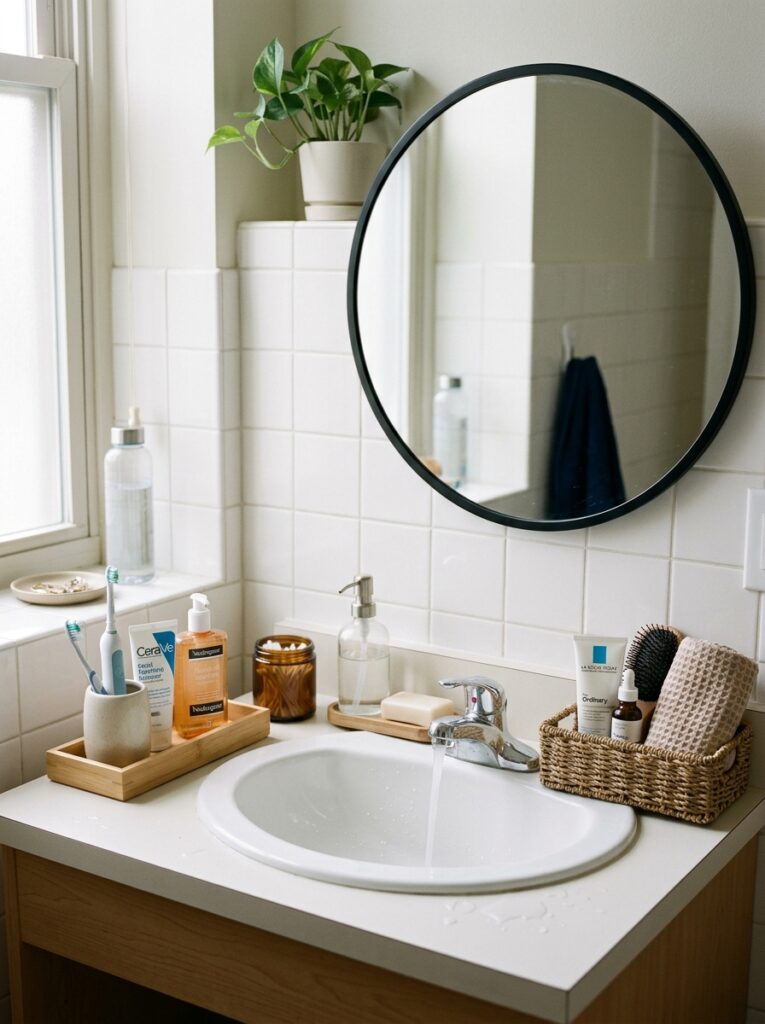 15 Dorm Bathroom Ideas That Feel So Clean & Aesthetic 15 14 Functional Daily Routine Setup