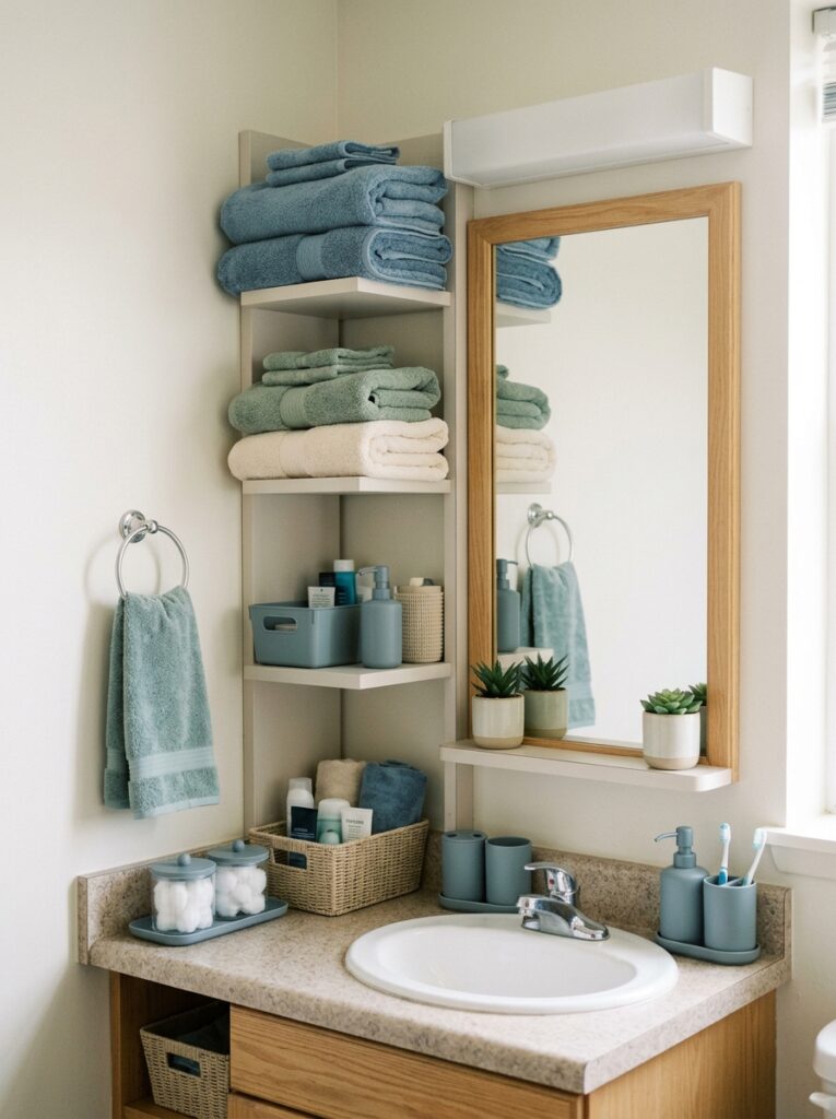 15 Dorm Bathroom Ideas That Feel So Clean & Aesthetic 17 15 Color coordinated bathroom setup2