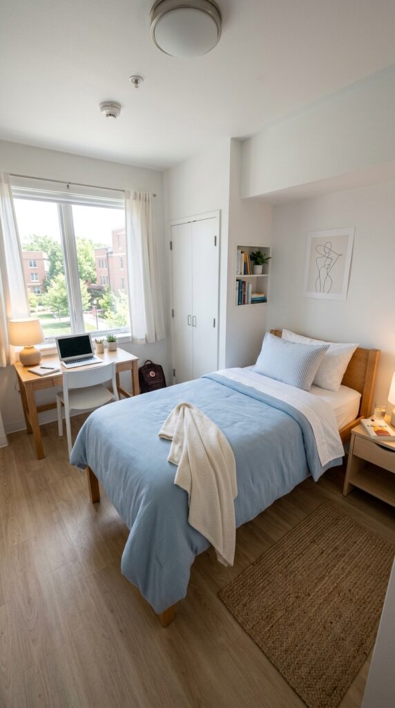 30 Dorm Bedding Ideas Every College Girl Is Saving Right Now (Cozy & Aesthetic) 20 19. Simple Clean Bedding Setup