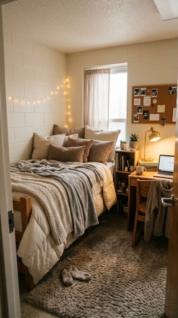 30 Dorm Bedding Ideas Every College Girl Is Saving Right Now (Cozy & Aesthetic) 22 20. Cozy Winter Dorm Bedding2