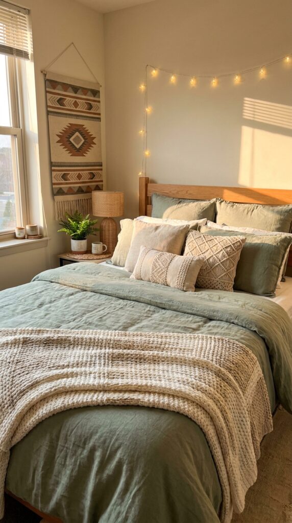 30 Dorm Bedding Ideas Every College Girl Is Saving Right Now (Cozy & Aesthetic) 5 5. Sage Green Calm Dorm Setup
